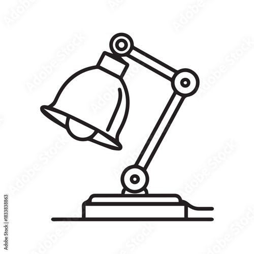 Table lamp light icon outline bright bulb design.