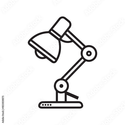 Table lamp light icon outline bright bulb design.