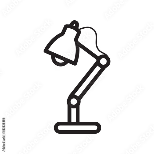 Table lamp light icon outline bright bulb design.