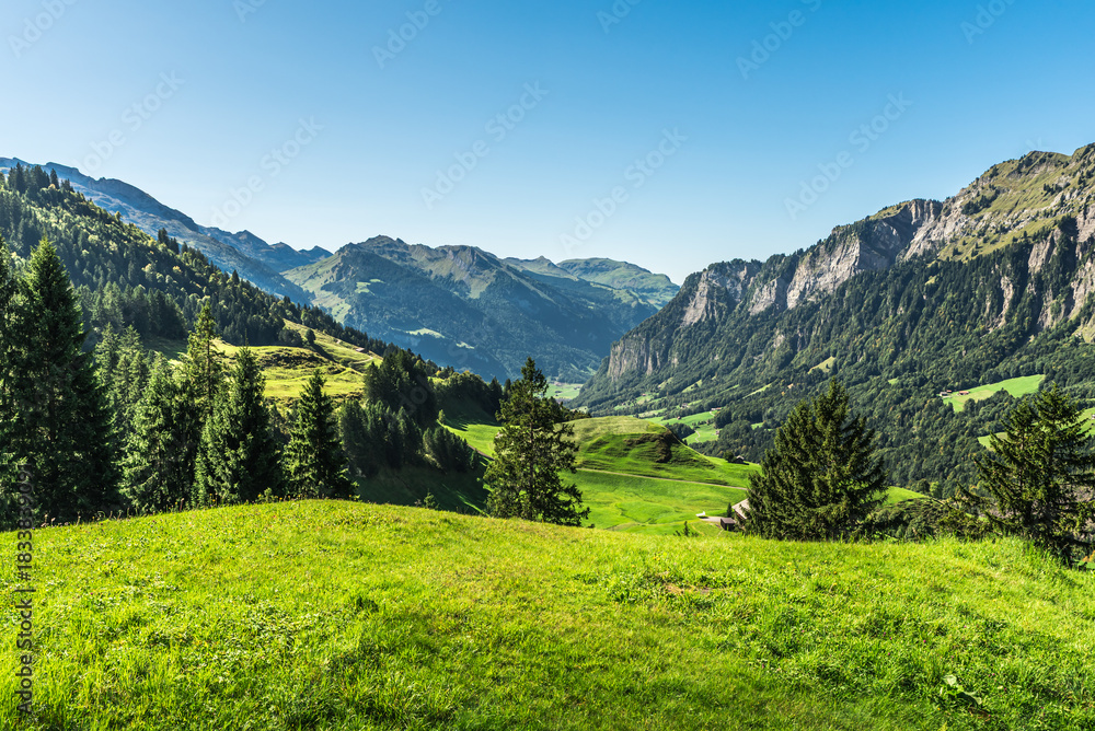 Fototapeta premium Scenic mountain landscape of Muotathal, Canton of Schwyz, Switzerland