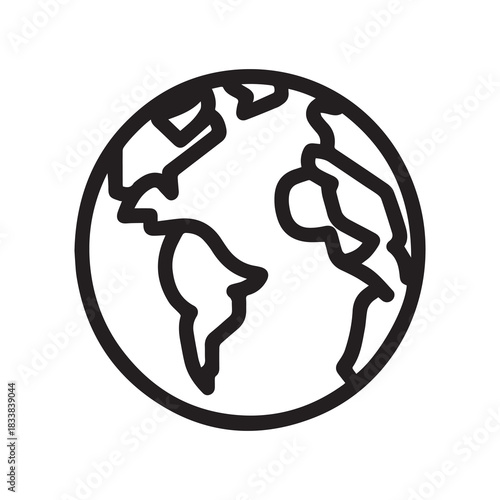 Earth black outline icon location website ball style design.