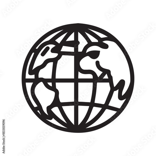 Earth black outline icon location website ball style design.