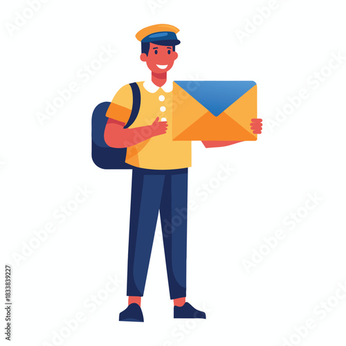 Postman Delivering a Letter Illustration