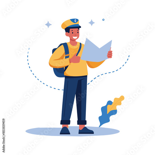 Postman Delivering a Letter Illustration