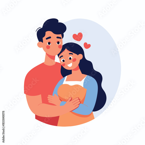 Young Romantic Couple Illustration