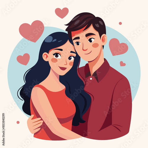 Young Romantic Couple Illustration