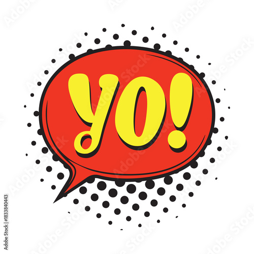 Yo bubble text style creative icon exclamation fun hand funny design.