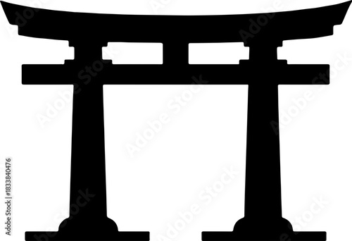 Torii Gate Silhouette Icon - Japanese Temple or Shrine Symbol