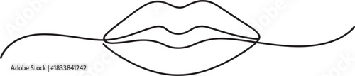 Human Lips Continuous Line Icon, Lips continuous one line drawing. Woman lips logo on white background. Vector illustration for banner. one line Icon drawing