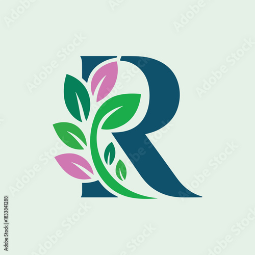 Elegant Letter R Logo Design with Botanical Accents A Natural and Sophisticated Visual Identity