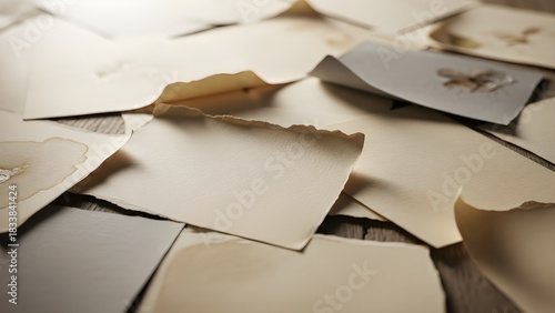 Weathered Thick Book with Torn Pages on a Wooden Desk