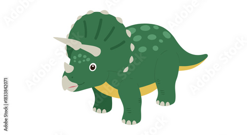 Cute cartoon triceratops in soft colors for kids' dinosaur-themed designs