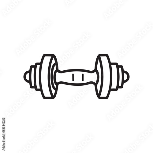 Dumbbell gym outline icon training strong healthy design.