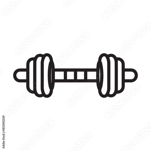 Dumbbell gym outline icon training strong healthy design.