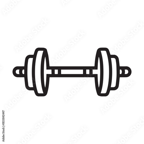Dumbbell gym outline icon training strong healthy design.