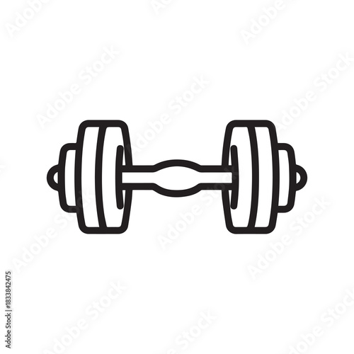 Dumbbell gym outline icon training strong healthy design.