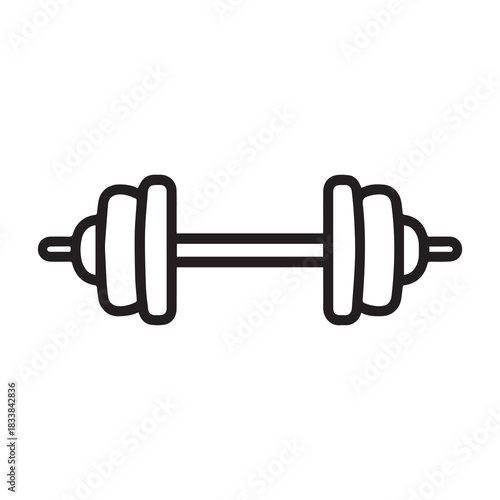 Dumbbell gym outline icon training strong healthy design.