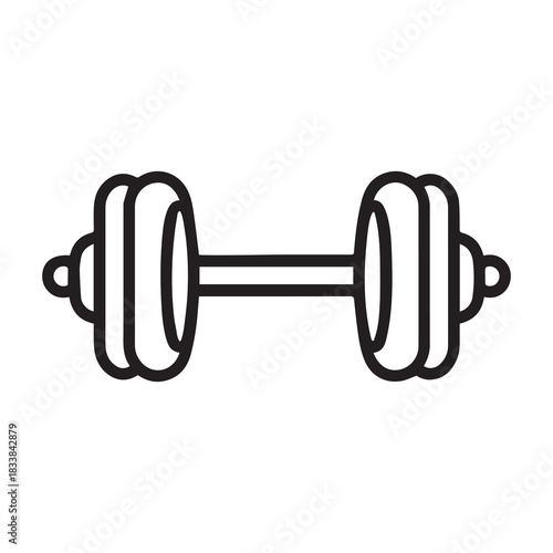Dumbbell gym outline icon training strong healthy design.