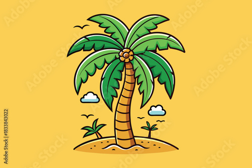 Island Palm Tree with Coconuts