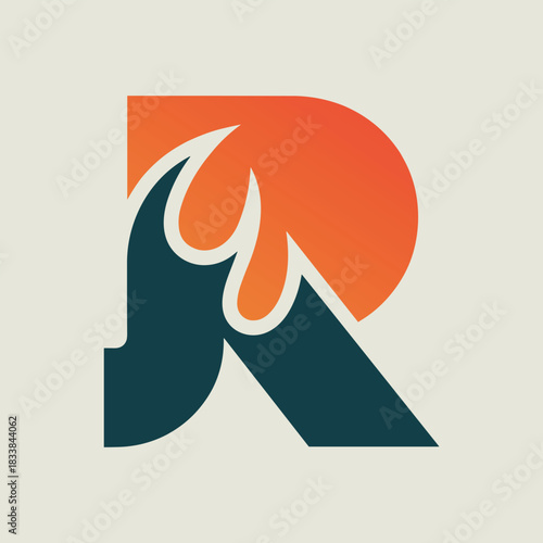 Fiery Letter R Logo Dynamic Design with Flame Accent for Branding