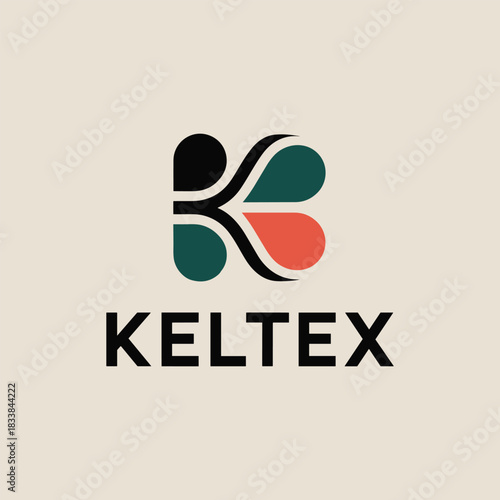 Abstract Letter K Logo Design with Teal, White, and Red Petal Shapes for Modern Corporate Identity