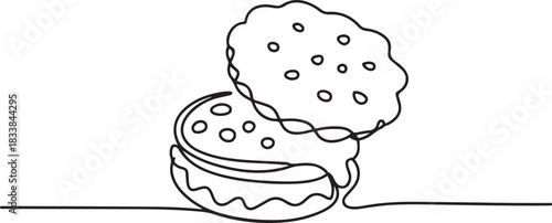 one line art Biscuit vector illustration. line art, one continuous line, simple, hand drawn and sketch style. for icons, symbols, signs or logos. one line Icon drawing