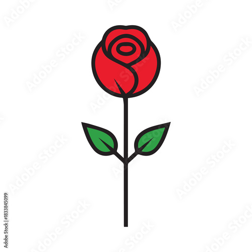 Rose flower red color natural style green leaf celebration design.