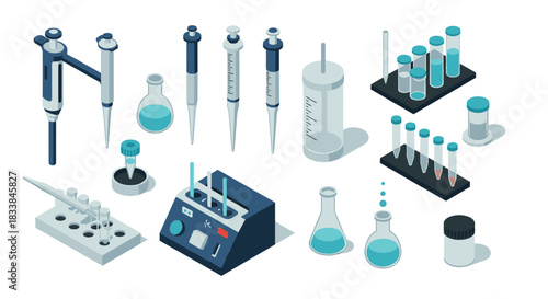 Isometric laboratory equipment for scientific research and experimentation