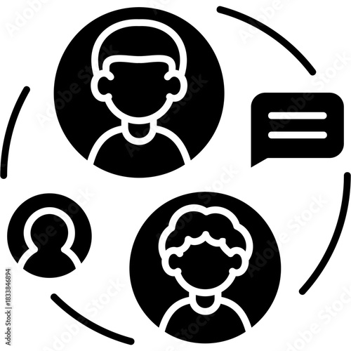 Glyph Solid Group Networking Icon