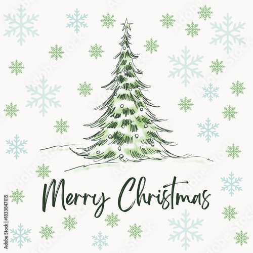 christmas card with christmas tree