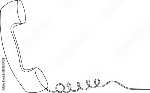Black and white line drawing of a telephone handset and cord