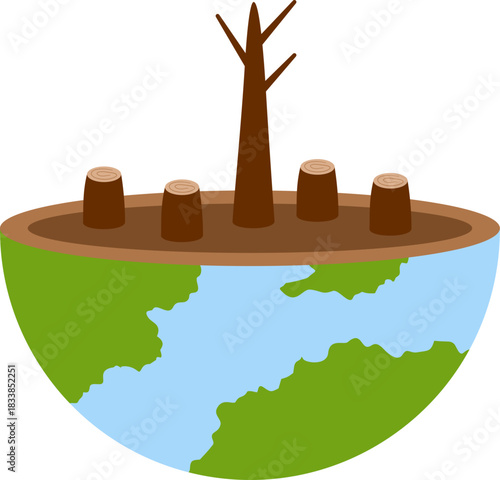 Deforestation and forest destruction concept illustration