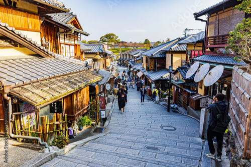 京都の風情ある古い街並み