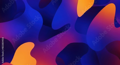 Vibrant abstract gradient shapes with dark blue background