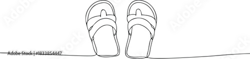 Black outline of two flip flops on white background