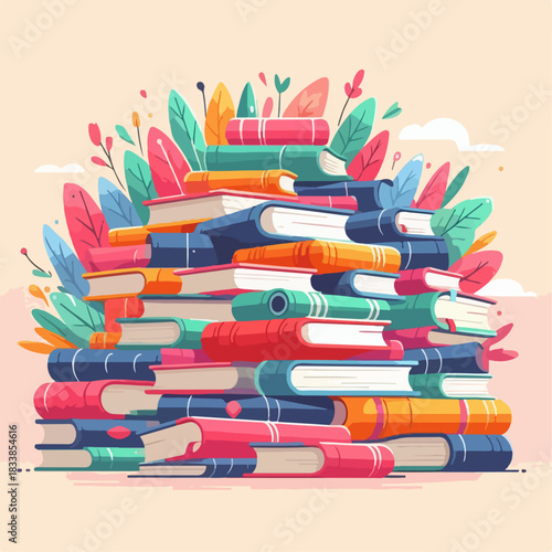 Illustration of a pile of books