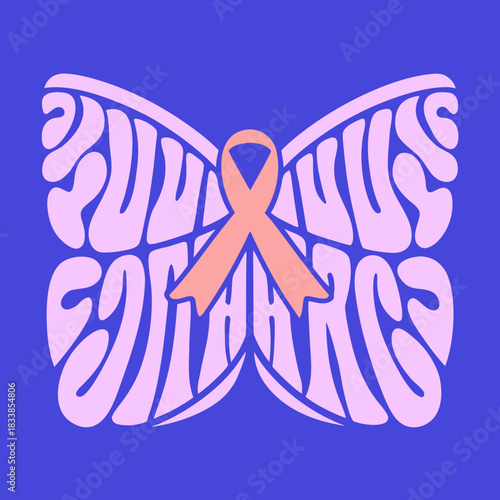 Butterfly Wings with Support Text and Ribbon Keywords: Support, text, typography, butterfly