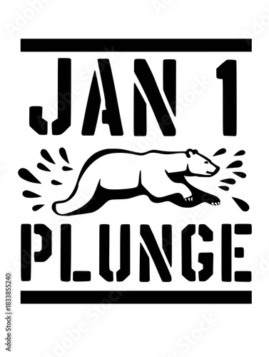 JAN 1 PLUNGE Polar Bear Stencil Poster