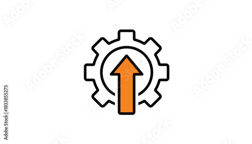 Gear with arrow icon simple flat design element for business process isolated on white background