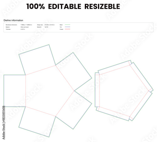 polygonal box with lid dieline template box dieline die lines packaging custom dieline  box cardboard box dieline pizza box dieline printable product packaging layout,

