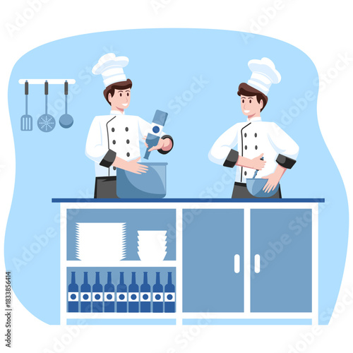 Chefs Cooking, Tasting, and Preparing Ingredients