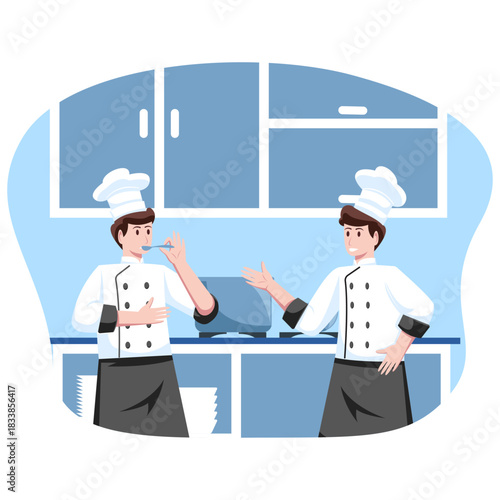 Chefs Cooking, Tasting, and Preparing Ingredients