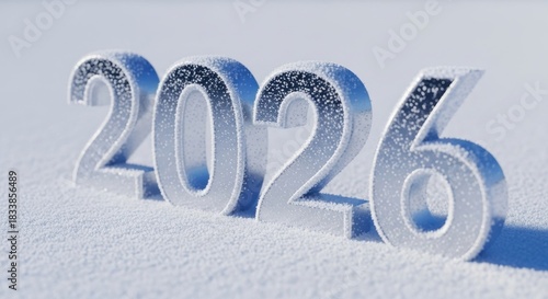 Shiny 2026 numbers with glittery texture on a white background