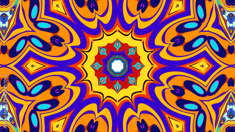 Fototapeta premium Psychedelic Sacred Geometry Mandala, Music Visualizer Background