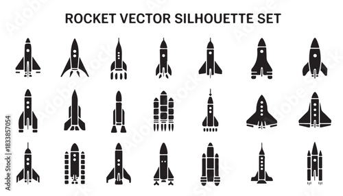 Rocket vector silhouette set