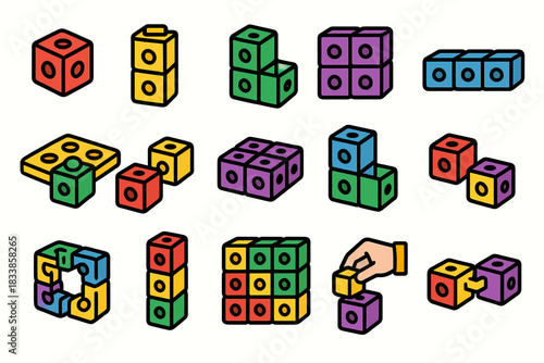 Colorful interlocking toy cubes for creative play and learning