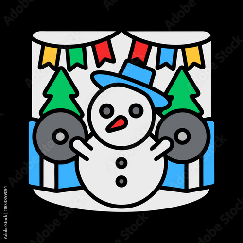 Snowman DJ with Weights and Bunting music fitness