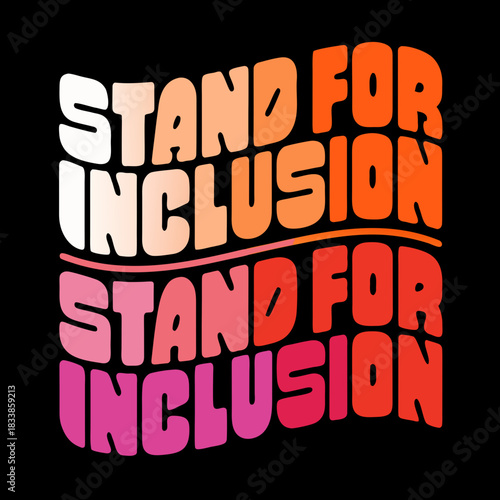 Retro gradient lettering stand for inclusion on black