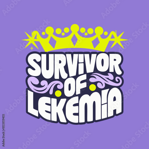 Leukemia survivor crown graphic with purple background