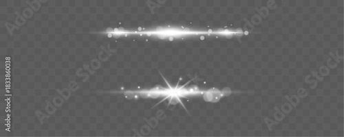 A clean white streak flows gently, leaving a subtle sparkling trail. Its glow adds purity and balance. Vector